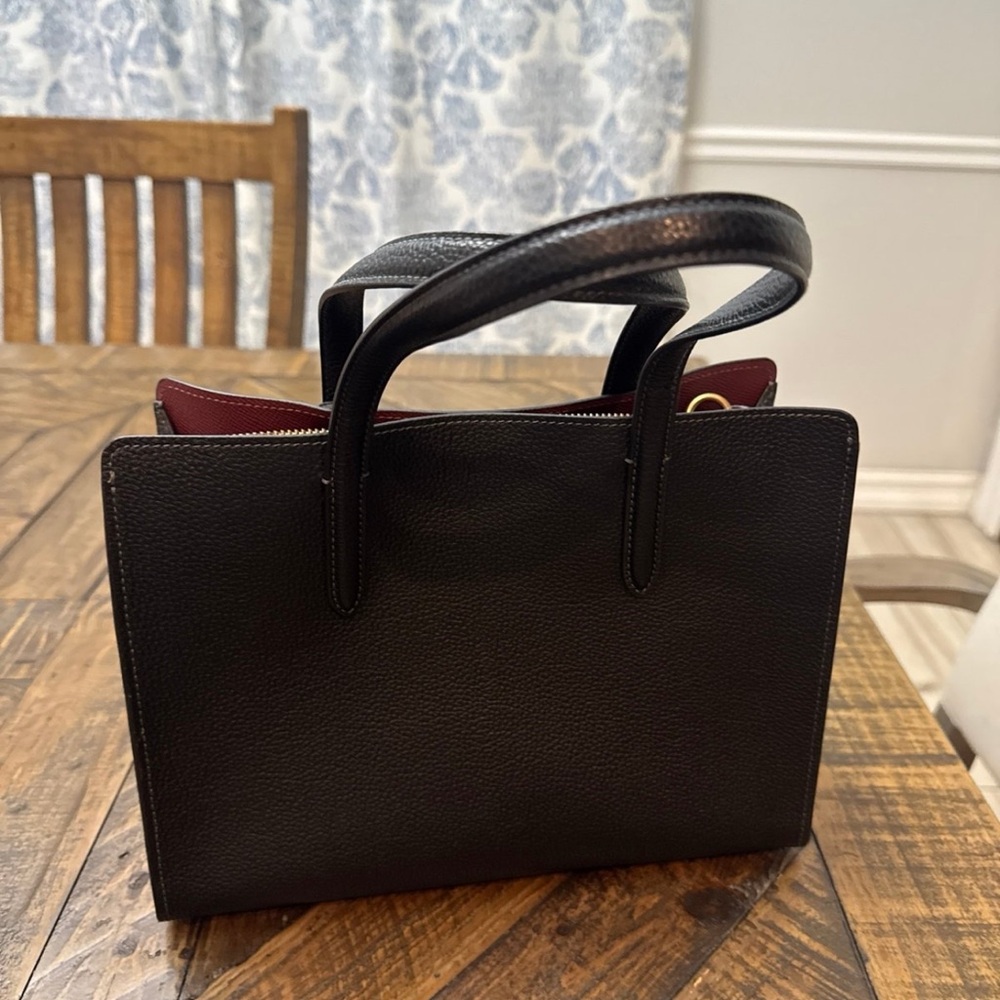 Coach Black and Burgundy Leather Tote - Coach PB Carter Cary 28 - Picture 4 of 7
